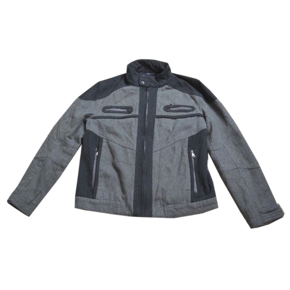 INC International Concepts Other - Mens Gray Wool Blend Moto Military Zippered Jacket